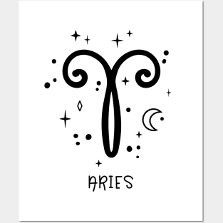 Aries Celestial Zodiac Sign Symbol Posters and Art